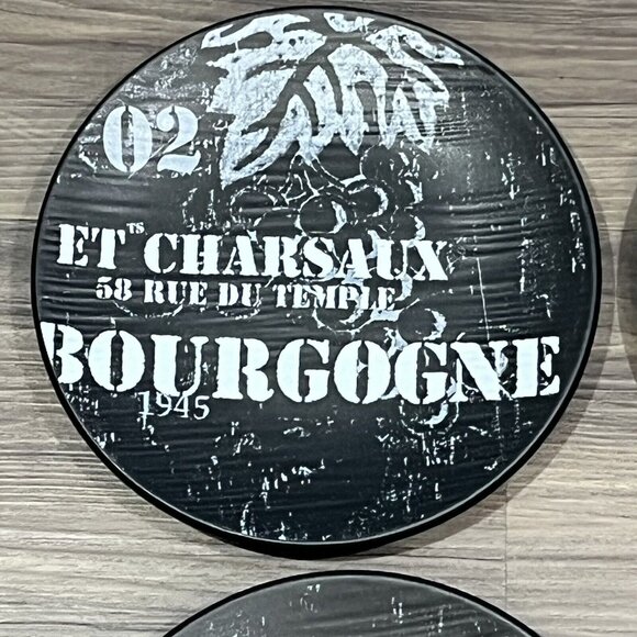 Set Of 4 Williams-Sonoma Black Vineyard Slate Appetizer Plates Wine Themed - Picture 2 of 16